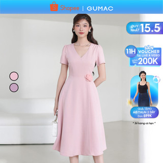Đầm A xòe cổ V thời trang GUMAC DE03017