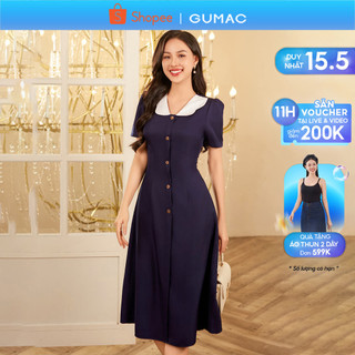 Đầm A bâu phối thời trang GUMAC LDD1214