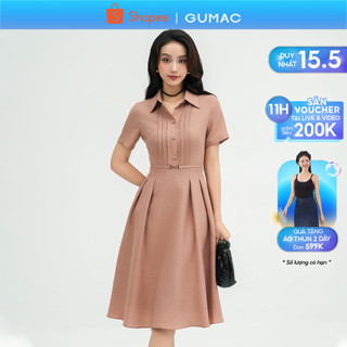 Đầm sơ mi xếp ly thời trang GUMAC DE05052