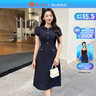 Đầm A tay ngắn thời trang GUMAC DE04039