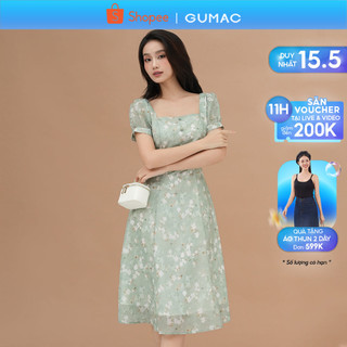 Đầm A xòe tay phồng thời trang GUMAC DE05035