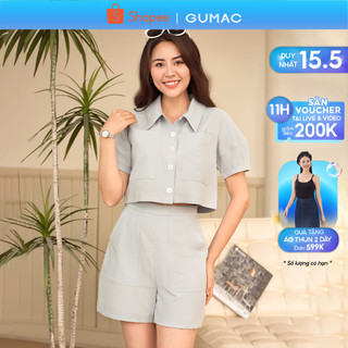 Set lẻ Áo kiểu tay bí thời trang GUMAC AD06071-Quần short túi đắp thời trang GUMAC QD06072
