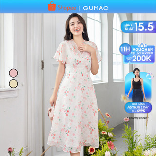 Đầm cổ tim kiểu phối thời trang GUMAC DD12061
