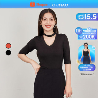 Áo thun kiểu nữ cổ tim thời trang GUMAC ATD12050