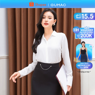 Áo sơ mi nữ GUMAC AD09004 tay dài cài nút kiểu, dáng suông cơ bản