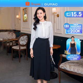 Chân váy đen nữ dáng dài phối nút thanh lịch GUMAC VD09015