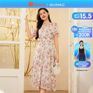 Đầm hoa nữ dáng xòe nhún eo GUMAC DD03006 - LDD1217