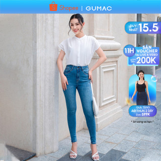 Quần jeans nữ dáng skinny GUMAC QJD09041 lưng cao có túi đính phụ kiện trang trí