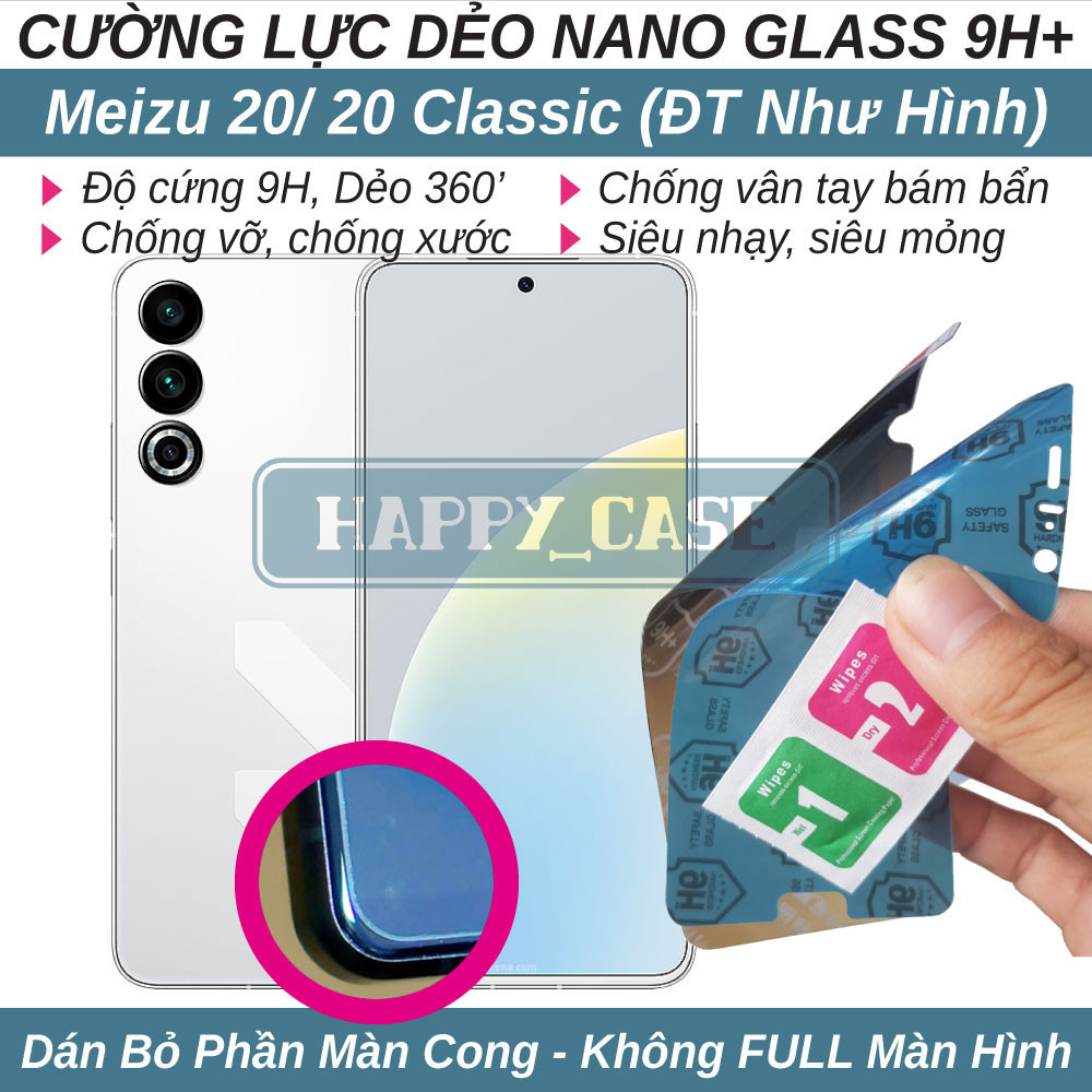Dán cường lực dẻo nano cho Meizu 20/ 20 Classic (trong suốt và chống nhìn trộm) không viền đen