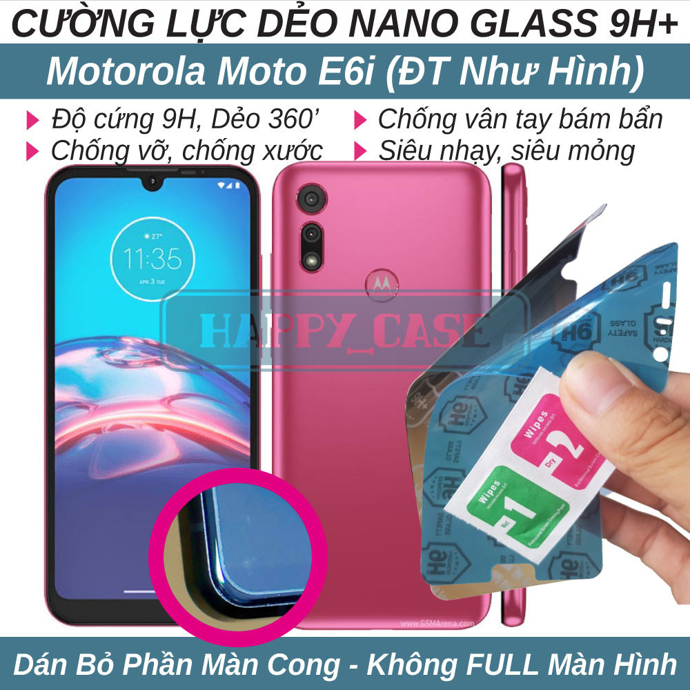 Dán cường lực dẻo nano cho Motorola Moto E6i (trong suốt và chống nhìn trộm) không viền đen