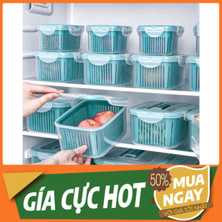 Combo 5 hộp đựng đồ tủ lạnh đa năng 2 lớp cắp nắp đậy
