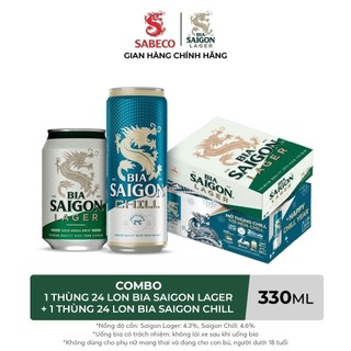Combo Thùng Bia Saigon Lager 24 lon - 330ml/lon + Bia Saigon Chill 24 lon - 330ml