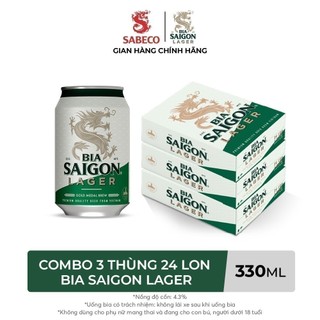 Combo 3 Thùng Bia Saigon Lager 330ml x 24 lon