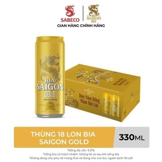  Thùng 18 lon bia Sài Gòn Gold - 330ml/lon