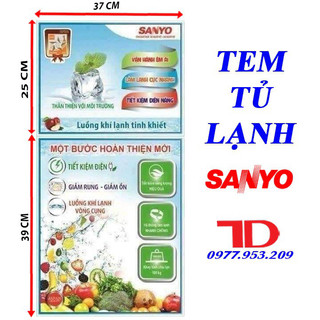 Miếng dán tủ lạnh sanyo, tem dán trang trí tủ lạnh sanyo mẫu 5 TD Điện lạnh Thuận Dung