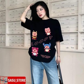 Áo thun unisex in hình Loopy Hải Ly  chất liệu cotton co giãn 2 chiều thoáng mát HU