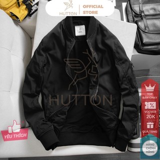 Áo Khoác Bomber Nam HUTTON Màu đen - Chất vải dù, chống nước!!