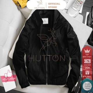 Áo khoác bomber da lộn, chất vải mềm, mịn, màu đen- hutton
