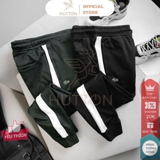 ( Form nhỏ) Quần JOGGER Nam, quần nỉ nam lót lông màu rêu hoạ tiết Cá Sấu, Sọc Kẻ Trắng Túi Khoá form quần nhỏ