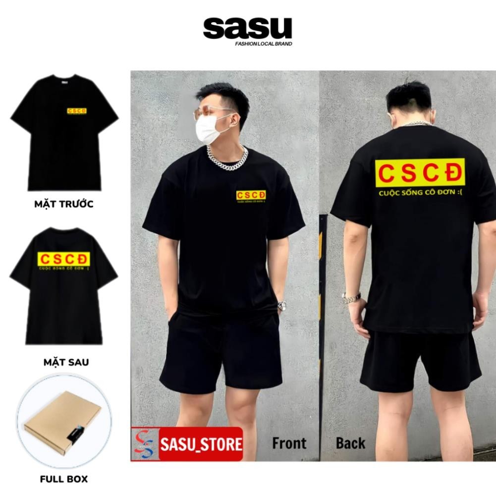 Áo thun local brand tay lỡ in chữ CSCĐ cuộc sống cô đơn vải cotton mềm mịn thoáng mát UT