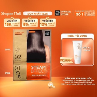 Mặt nạ hấp tóc phục hồi hư tổn suôn mềm và bóng mượt,giữ màu (2 gói 15ml +20ml)