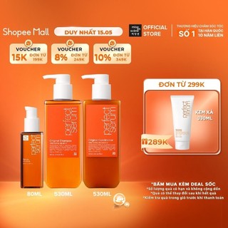 Bộ Gội-Xả-Serum mise en scene Perfect Serum Original phục hồi hư tổn, giúp tóc suôn mềm, bồng bềnh 530ml x2, 80ml