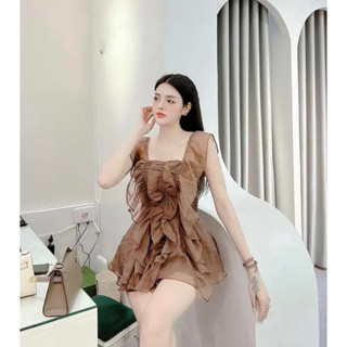 Sét thiết kế áo voan tơ bèo kèm quần short