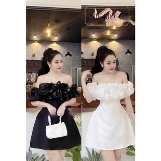 Váy dự tiệc trễ vai đính cườm Una
