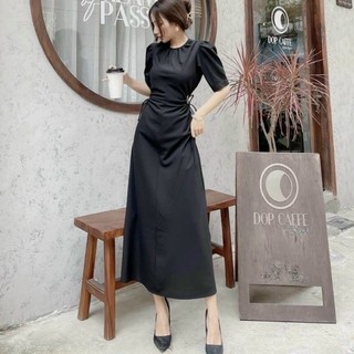 Đầm tiểu thư khoét eo dây rút dạo phố dự tiệc sang trọng