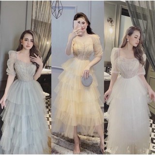 Đầm dự tiệc công chúa tầng cao cấp kết 1000 hạt cườm Milisa
