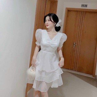 Đầm trắng tầng xoè tiểu thư