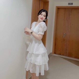 Đầm trắng tầng xoè tiểu thư