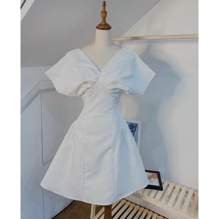 Đầm tiểu thư dự tiệc bo eo tay xoè