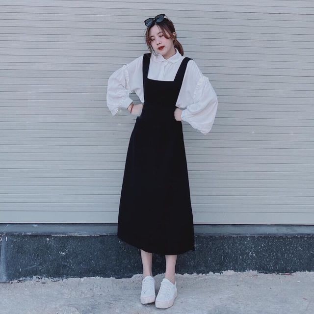 Set Yếm áo sơ mi kèm váy