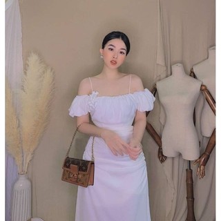 Đầm Tiểu Thư trễ vai nhún eo
