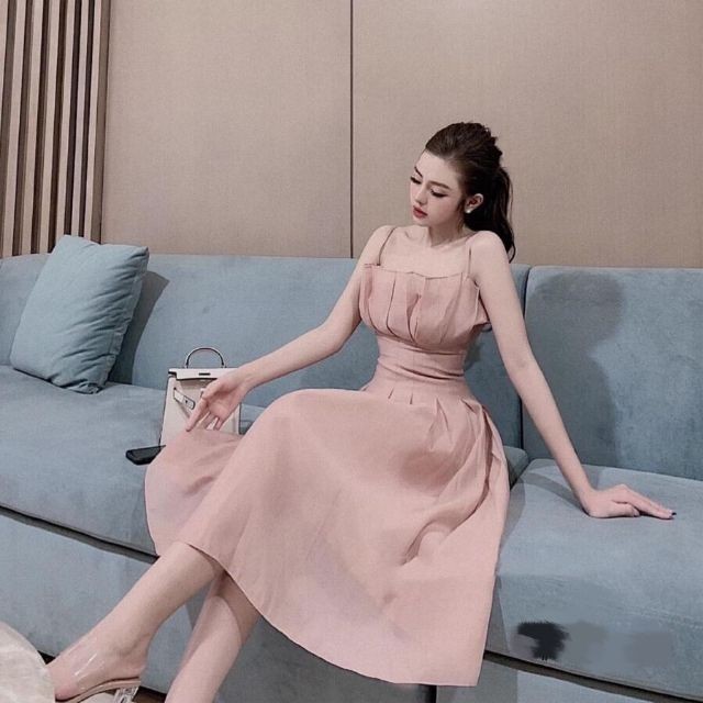 Đầm Xếp Ly Hai Dây mina