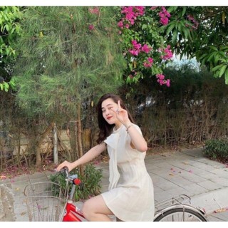 Đầm nơ lệch bên vai tiểu thư