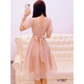 Đầm Voan Tơ Công Chúa Nơ Lưng