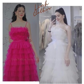  Váy trắng công chúa tầng hai dây mặc chụp ảnh cưới Melsa 