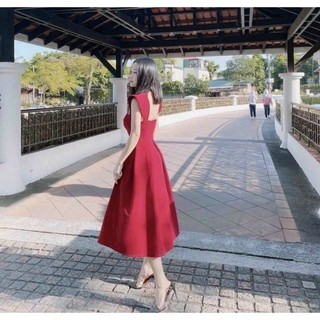 Đầm tiểu thư dự tiệc cổ vuông Bixi