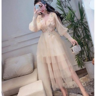Đầm dự tiệc tầng kết hoa và hạt Sala