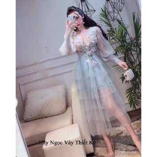 Đầm dự tiệc tầng kết hoa và hạt Sala