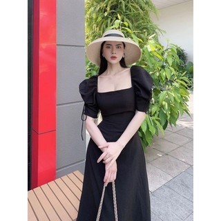Đầm Cổ Vuông Dây Rút