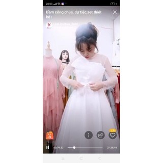 Đầm Công Chúa Phối Nơ Ngực đính hạt