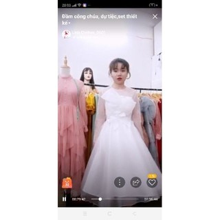 Đầm Công Chúa Phối Nơ Ngực đính hạt