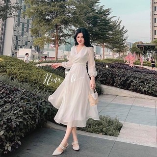 Váy đầm trắng tiểu thư dự tiệc Mina xinh xắn