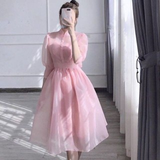 Đầm dự tiệc tay phồng nơ lưng