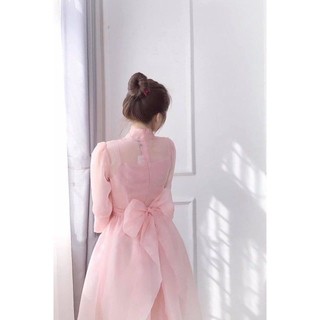 Đầm dự tiệc tay phồng nơ lưng