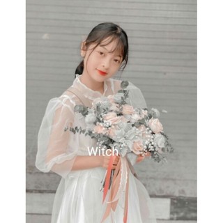 Đầm dự tiệc tay phồng nơ lưng