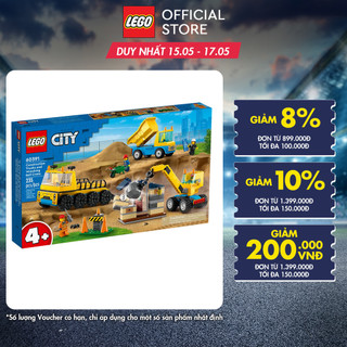 LEGO City 60391 Đồ chơi lắp ráp Xe tải và xe cần cẩu công trình (235 chi tiết)